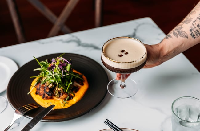 Espresso martini being served at the table at Gear Homestead.