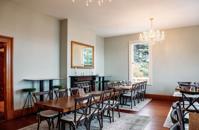 Table and chairs in the dining room at Gear Homestead.