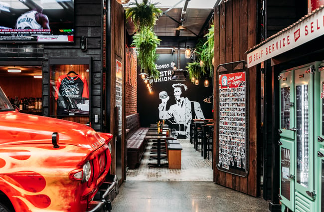Elvis mural on one of the walls at Gear Street Union.
