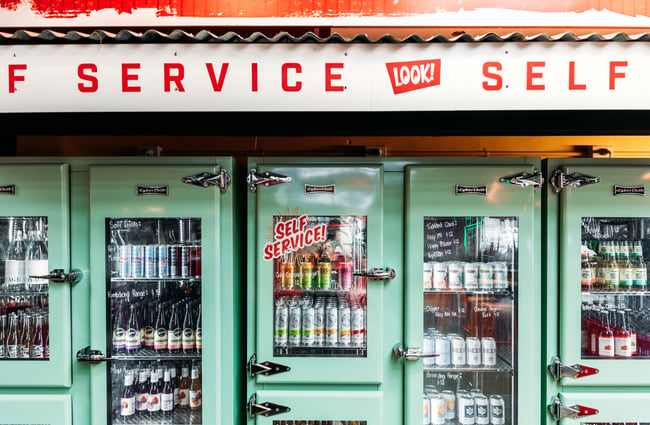 Self service drinks fridge at Gear Street Union.