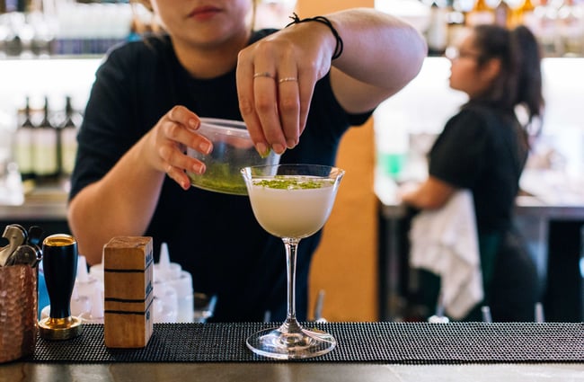 Woman making a cocktail at Gemmayze Street.