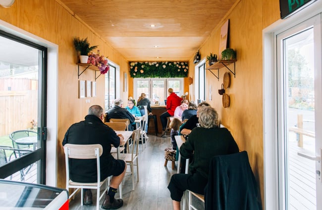 People dining in the cafe.