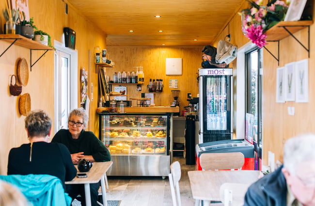 People dining in the cafe.