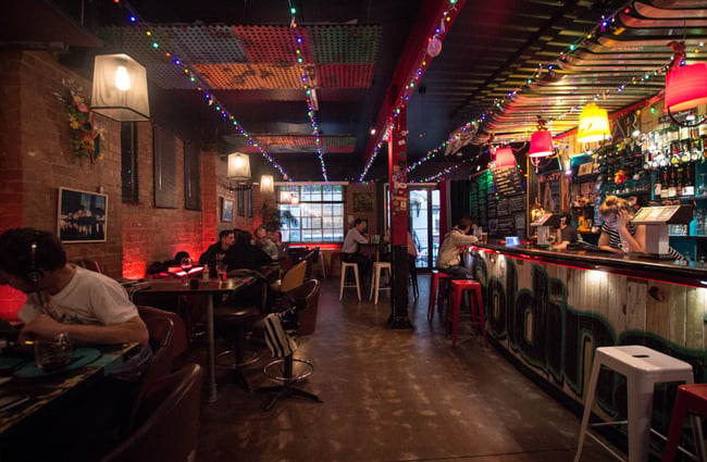 Inside the bar.