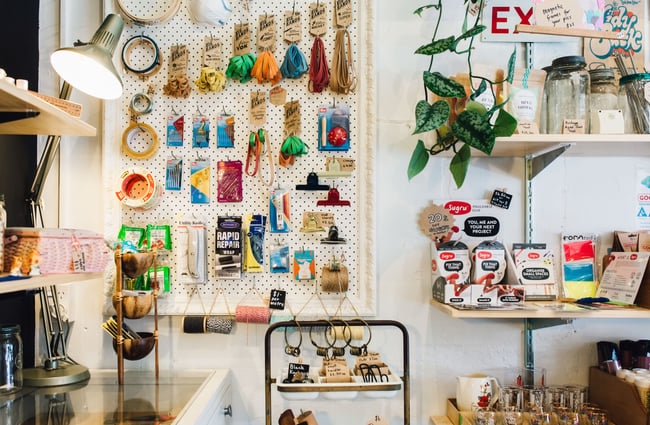 Knick knacks for repairing things on display inside Good Housekeeping Wellington shop, New Zealand.