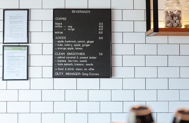 A wall menu.
