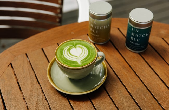 Matcha on the table at Goose Bakery.