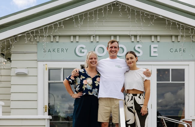 Owners outside Goose Bakery.