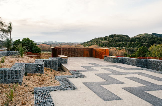 Open paved area looking at the view at Gorge Quarter.