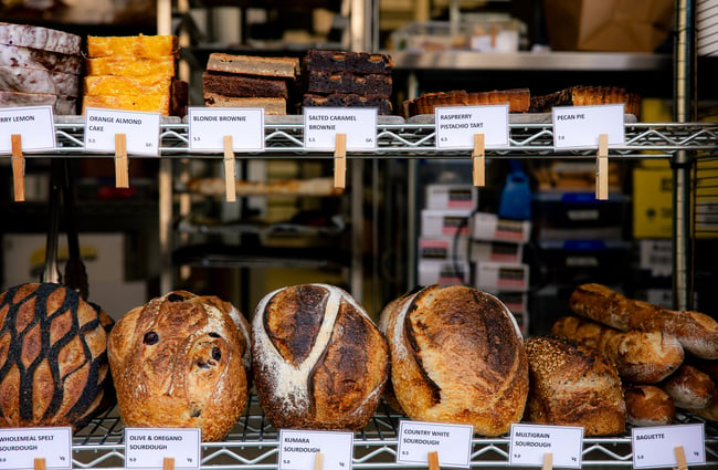 Breads on display at Gourmet Gannet.