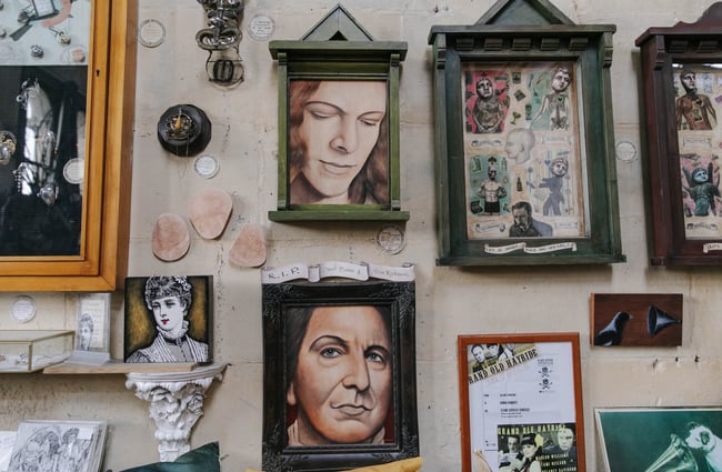 Close up of artwork on the wall at Grainstore Gallery in Ōamaru.