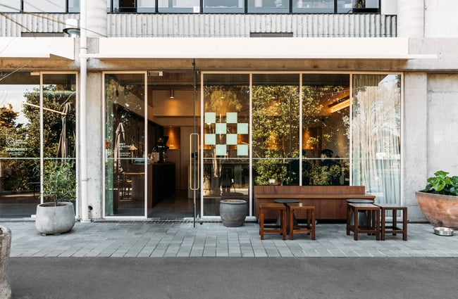 The entrance to Grey Roasting Co Hamilton.