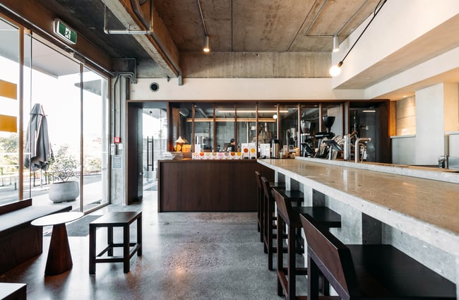 The large cafe interior at Grey Roasting Co Hamilton.
