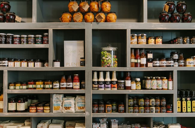 Shelves of artisan at Good Food Co.