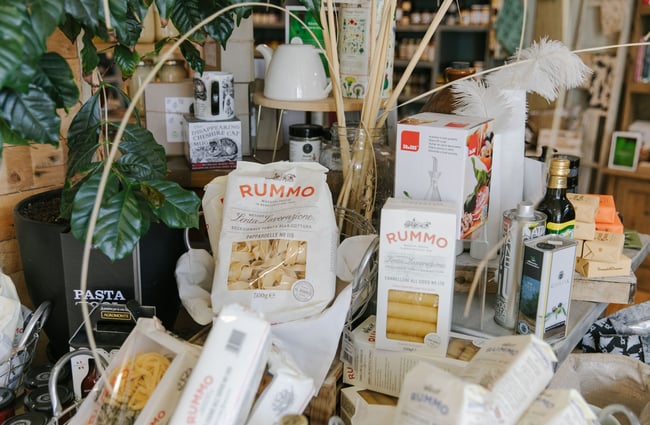 Specialty pasta on display at Good Food Co.