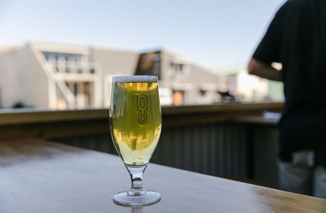 Glass of beer on the table.