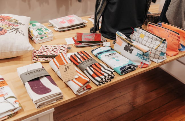 Tea towels on a table.