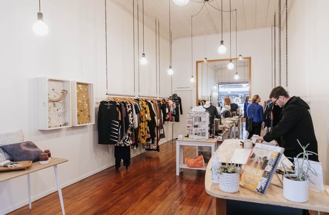 Inside the store.