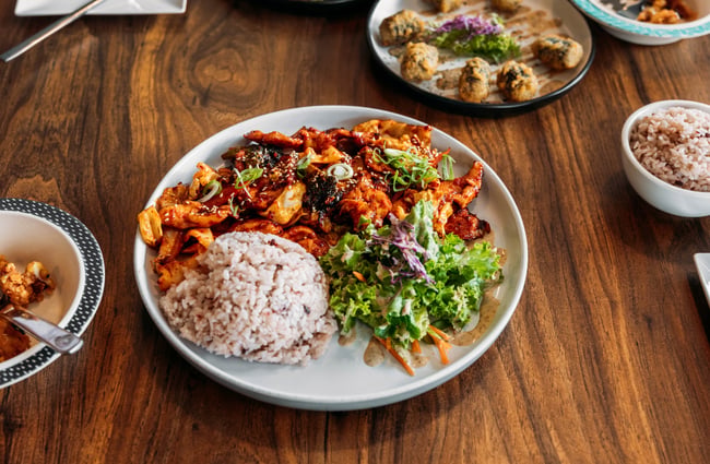 Array of food on the table at Han River.