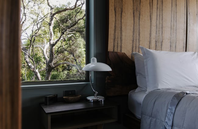 Inside bedroom at Hapuku Lodge.