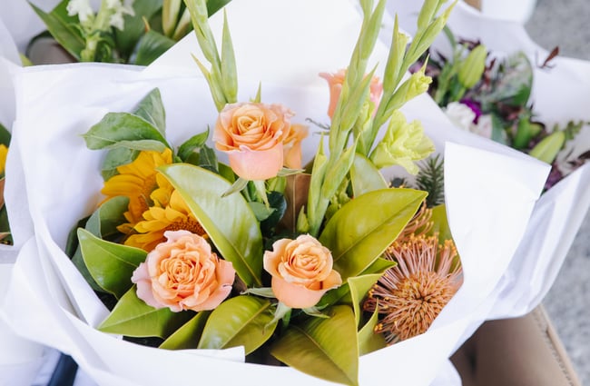 Bunch of flowers at Harakeke Florist in Christchurch.