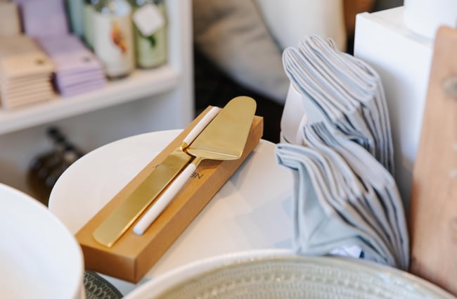 Special cheese knife set at Harakeke Florist in Christchurch.