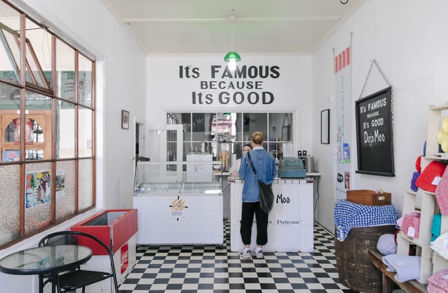 Interior view of Deja Moo & Harbour Street Bakery in Ōamaru.
