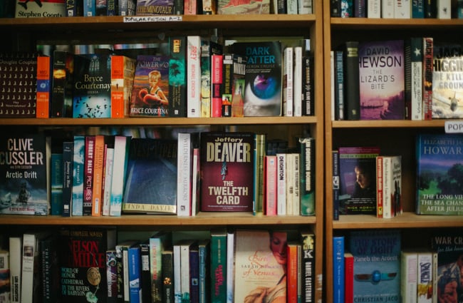 Books on shelves.