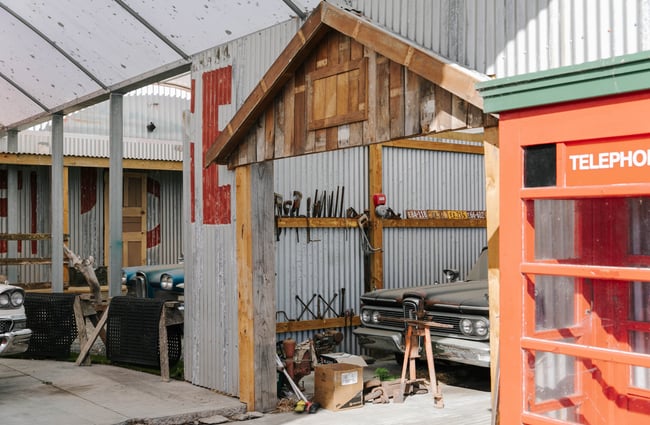 Workshop area at Harmon's Motor Museum.