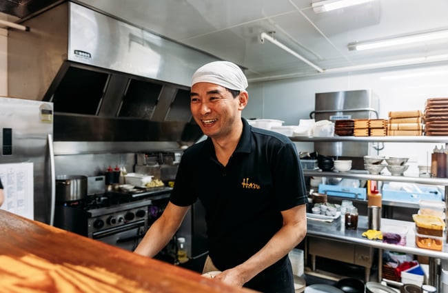 Chefs in the kitchen at HARU.