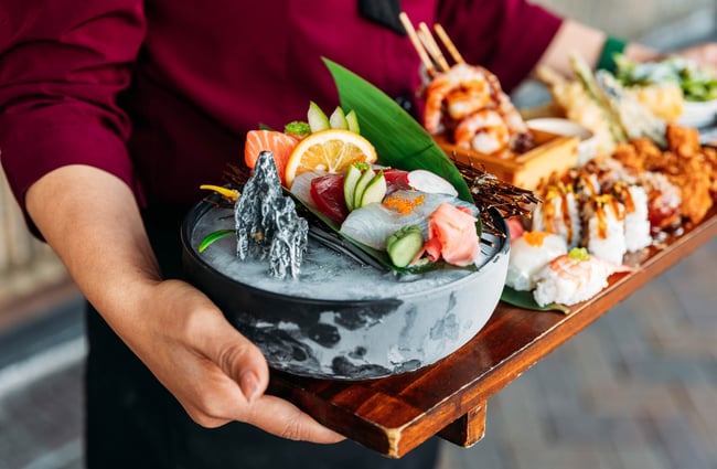 Close up food on a platter.