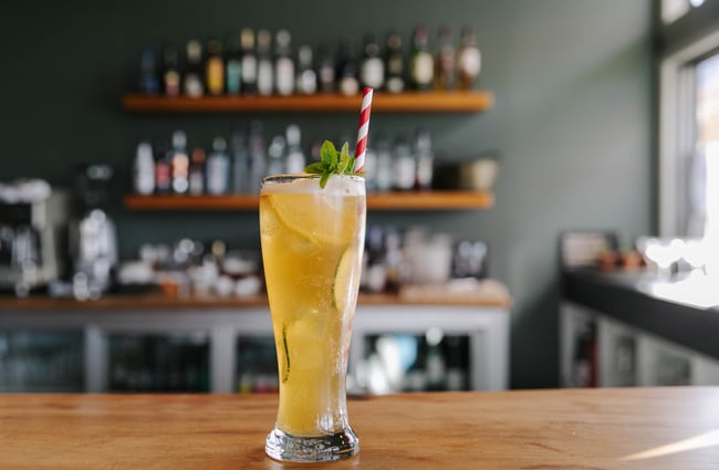 Close up of a drink.