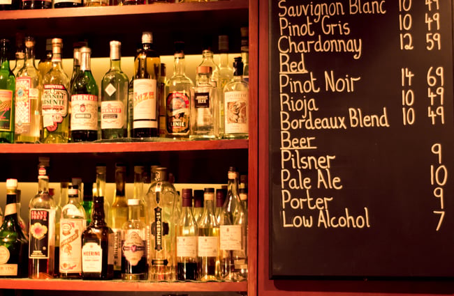 Blackboard menu board.