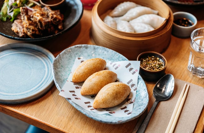 Close up of fried rice dumplings at Hei Restaurant in Wellington