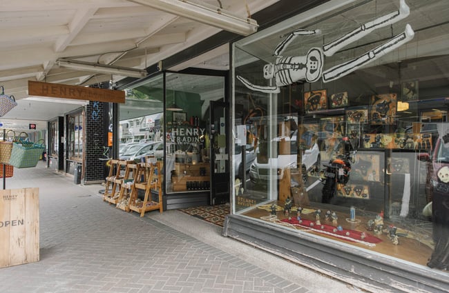 Store window of Henry Trading in Lyttelton