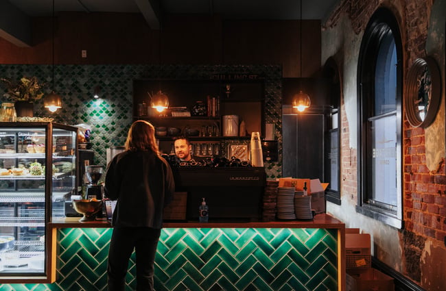 A customer ordering at the counter.