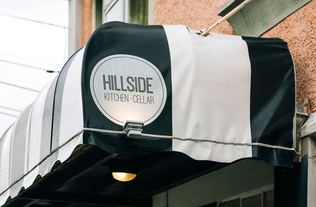 Close up of the building's signage.