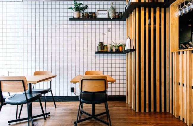 Seating inside the restaurant.