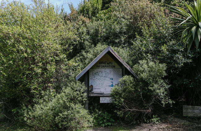 An information display outside at Hinewai Reserve.