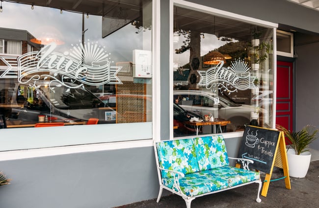 The entrance to Hive Cafe in Eastbourne.