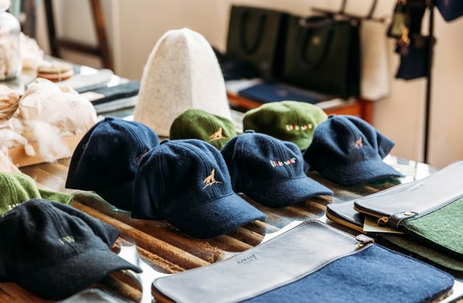 A close up of caps on a table at Honest Wolf in Rangitikei.