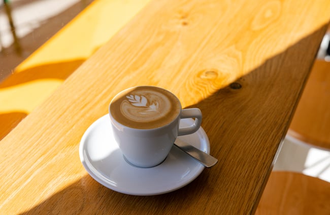 Coffee on a table at Honey Sundays.