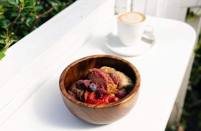 Acai bowl and coffee at Honey Sundays.