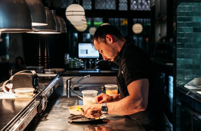 Chef at work in the kitchen at Hummingbird.