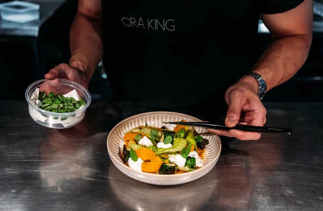 Chef finishing the garnish at Hummingbird.