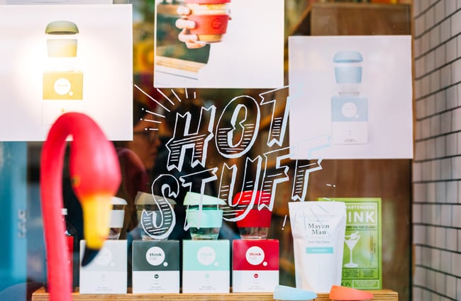 A 'hot stuff' sign on the exterior window of Iko Iko Cuba Street, Wellington shop.