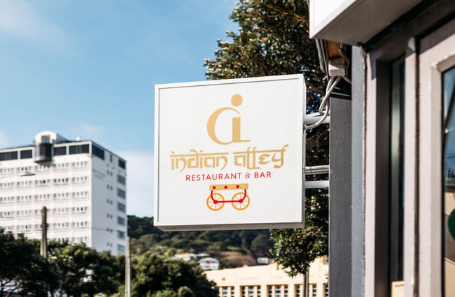 A close up of an Indian Alley sign.