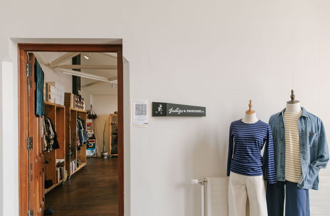 Entrance to Indigo & Provisions, Christchurch.