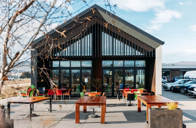The exterior of Industry Lane Cafe Alexandra Central Otago.