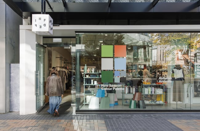 Infinite Definite shopfront in Christchurch.